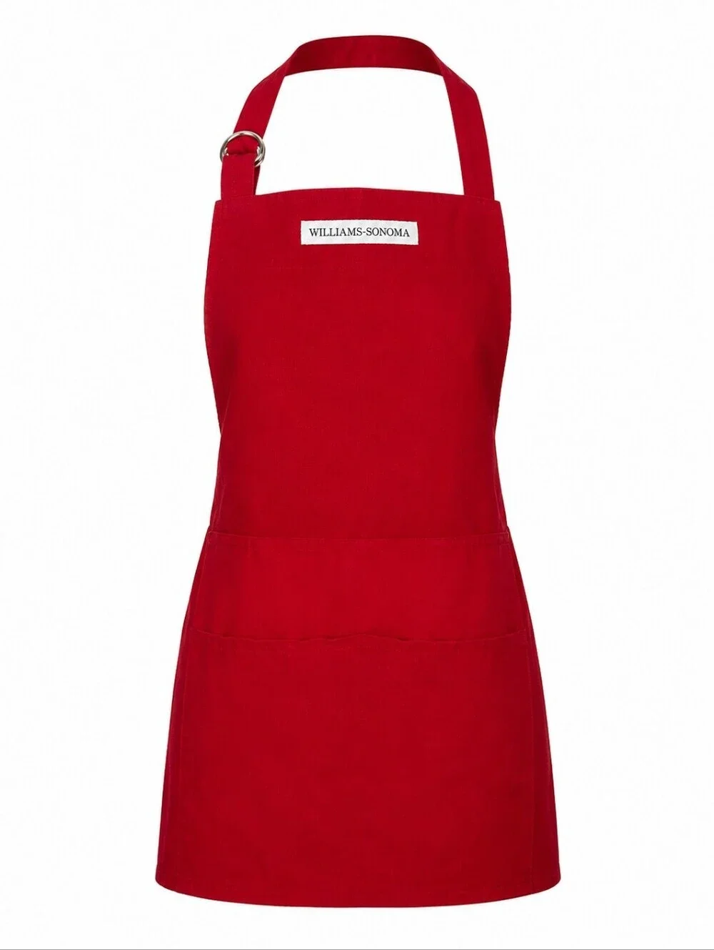 Williams Sonoma Red Cotton Apron Adjustable Unisex Kitchen Chef Bib Apron